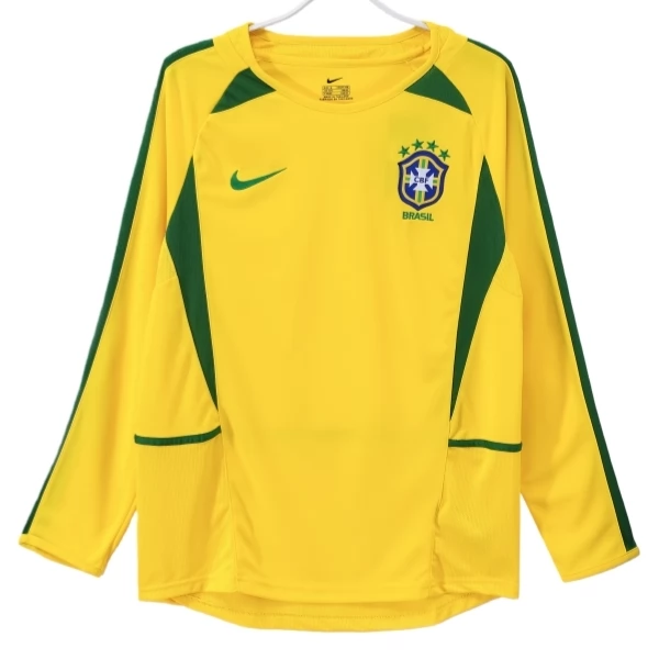 Brazil Domaći Nogometni Dresovi Retro 2002 Dugi Rukav Komplet Brazil Domaći Nogometni Dresovi Retro 2002 Dugi Rukav Komplet