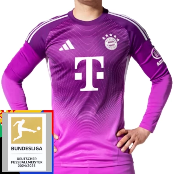 FC Bayern München Golmanski Nogometni Dresovi Domaći Purple Bundesliga Champions Patch 2025/26 Dugi Rukav FC Bayern München Golmanski Nogometni Dresovi Domaći Purple Bundesliga Champions Patch 2025/26 Dugi Rukav