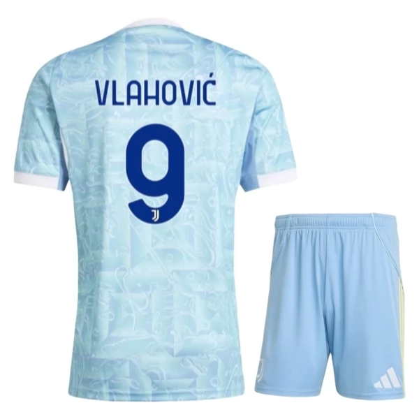 Juventus Vlahović 9 Dječji Gostujući Nogometni Dresovi 2025/26 Komplet Juventus Vlahović 9 Dječji Gostujući Nogometni Dresovi 2025/26 Komplet